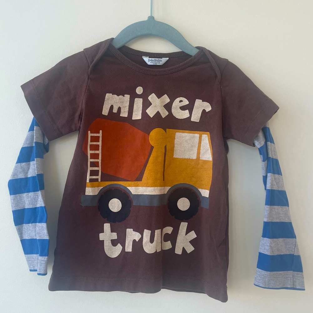 RARE Baby Boden T-shirt Mixer Truck Sz 2-3